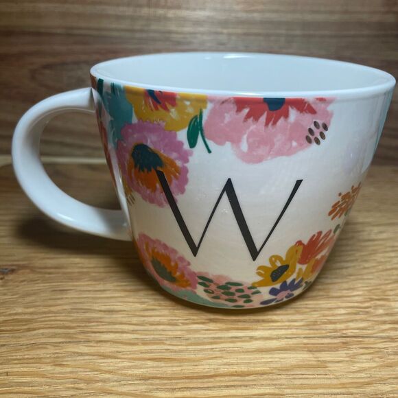 Opalhouse Floral Initial Letter W Monogram Coffee Mug Summer Mother Bride - Picture 2 of 3